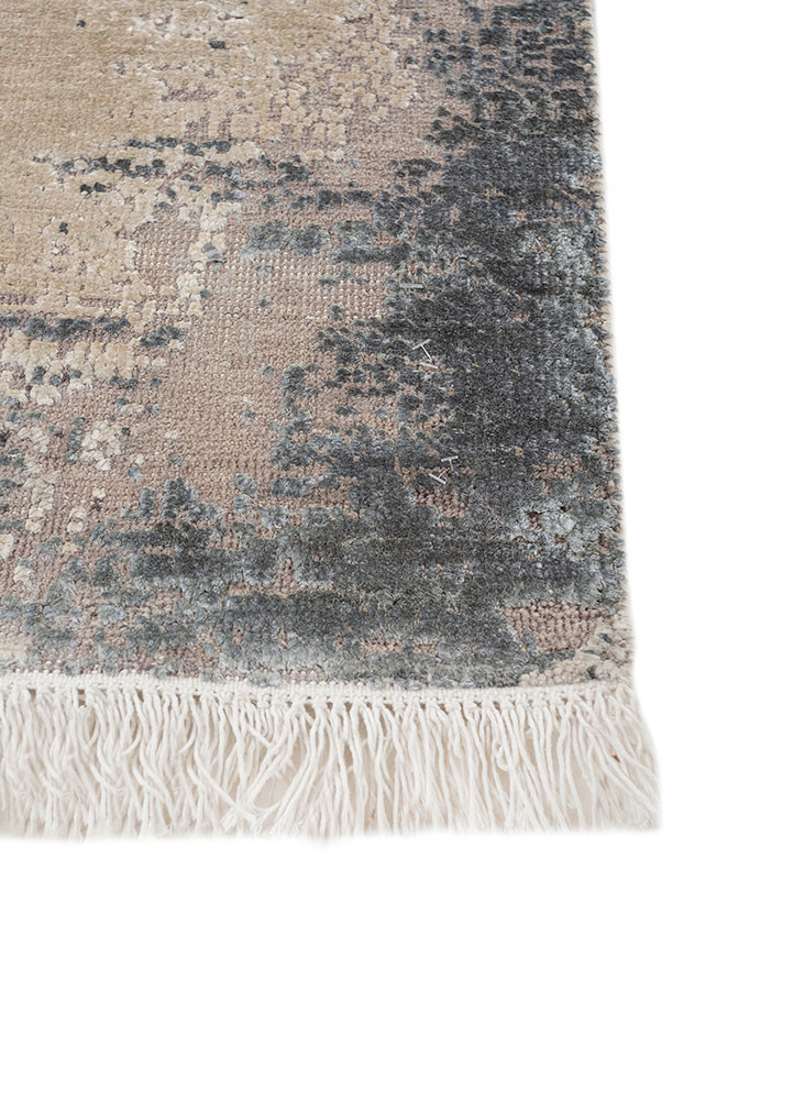 entropy ivory wool and silk hand knotted Rug - Corner entropy ivory wool and silk hand knotted Rug - Corner