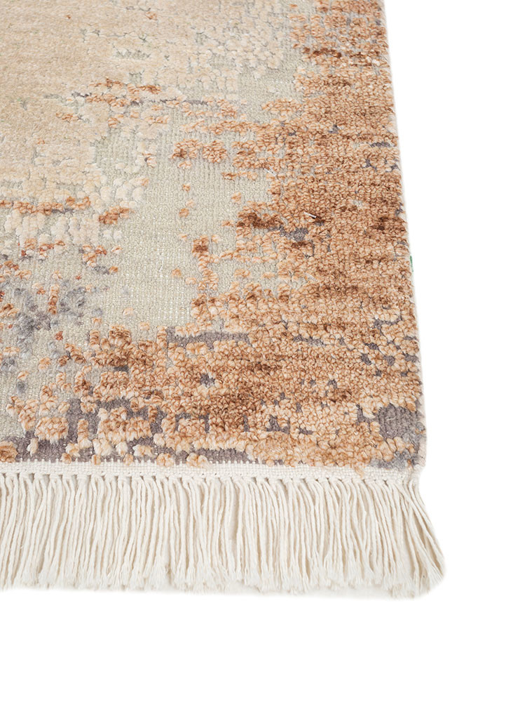 entropy ivory wool and silk hand knotted Rug - Corner entropy ivory wool and silk hand knotted Rug - Corner