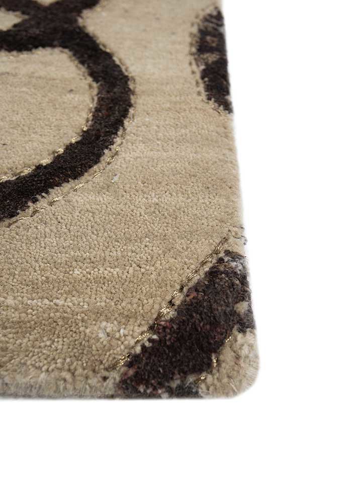 reverie japonaise grey and black wool and silk hand knotted Rug - Corner