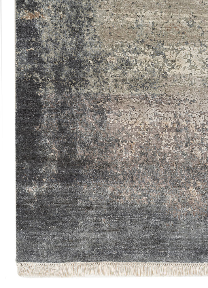 entropy blue wool and silk hand knotted Rug - Corner entropy blue wool and silk hand knotted Rug - Corner