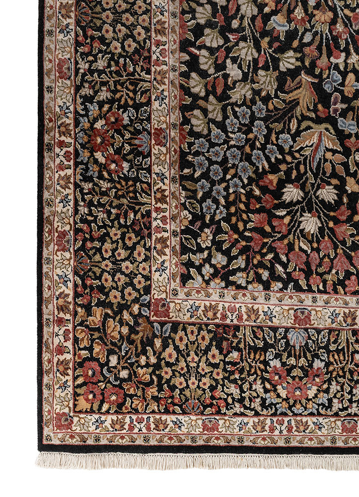 gulmarg blue wool and silk hand knotted Rug - Corner gulmarg blue wool and silk hand knotted Rug - Corner