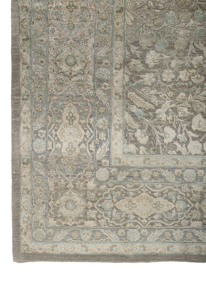 aprezo blue wool and silk hand knotted Rug - Corner