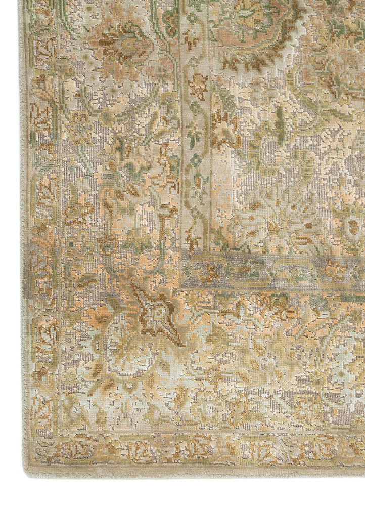 aurora blue wool and silk hand knotted Rug - Corner aurora blue wool and silk hand knotted Rug - Corner