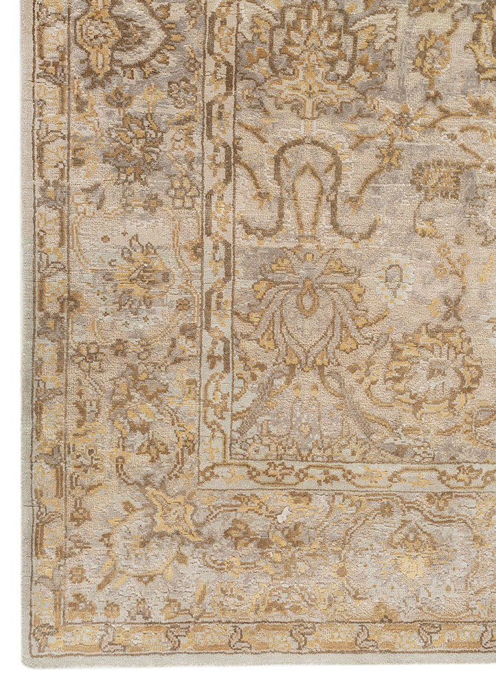 aurora blue wool and silk hand knotted Rug - Corner