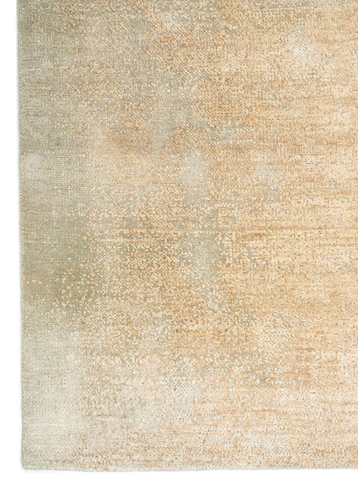 afterglow by kavi green wool and silk hand knotted Rug - Corner