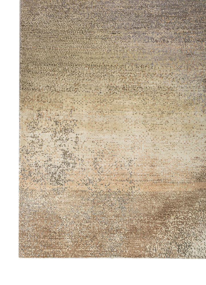 afterglow by kavi blue wool and silk hand knotted Rug - Corner