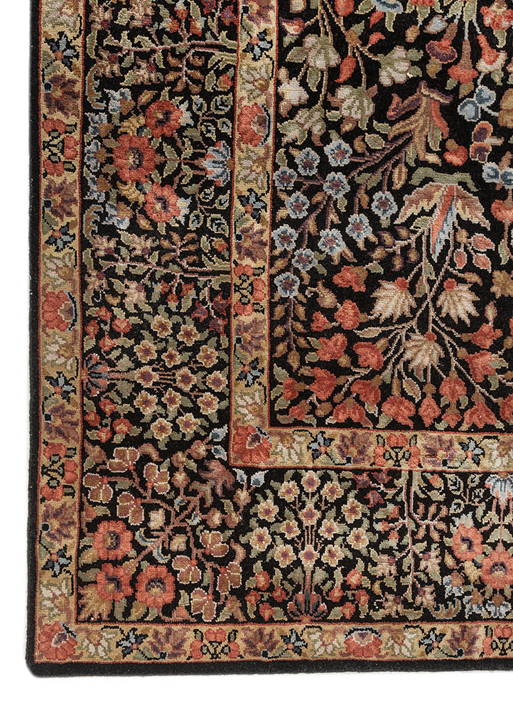 aurora grey and black wool and silk hand knotted Rug - Corner aurora grey and black wool and silk hand knotted Rug - Corner