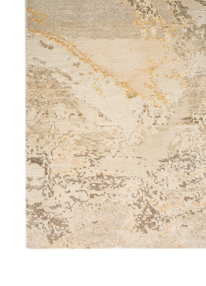 entropy ivory wool and silk hand knotted Rug - Corner entropy ivory wool and silk hand knotted Rug - Corner