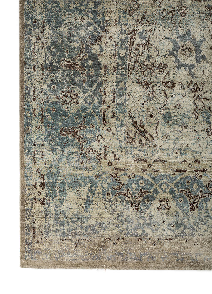 aurora ivory wool and silk hand knotted Rug - Corner aurora ivory wool and silk hand knotted Rug - Corner