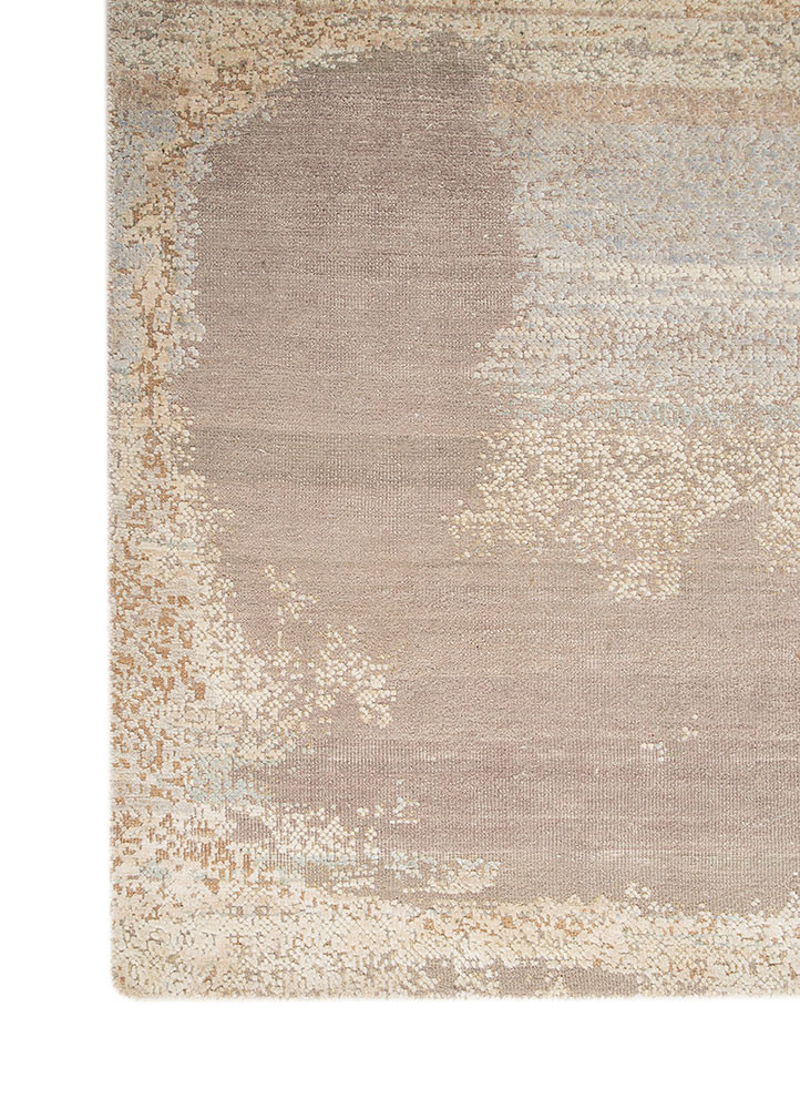 entropy ivory wool and silk hand knotted Rug - Corner entropy ivory wool and silk hand knotted Rug - Corner
