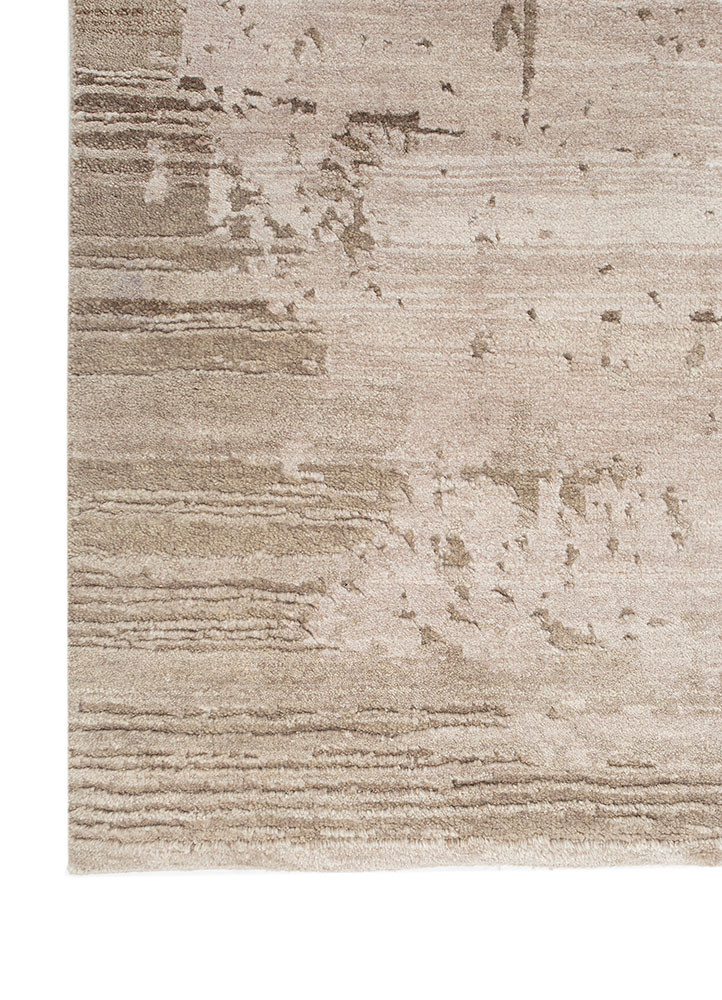 entropy ivory wool and silk hand knotted Rug - Corner entropy ivory wool and silk hand knotted Rug - Corner