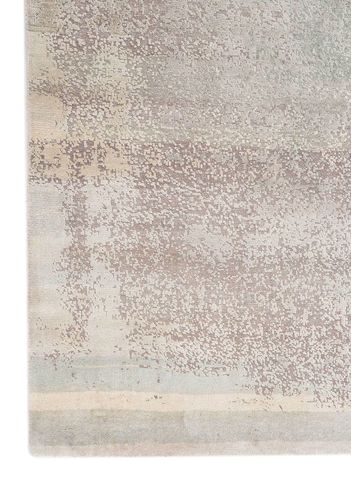 entropy blue wool and silk hand knotted Rug - Corner entropy blue wool and silk hand knotted Rug - Corner