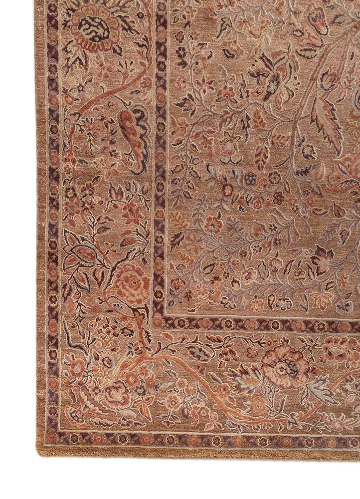 gulmarg red and orange wool and silk hand knotted Rug - Corner gulmarg red and orange wool and silk hand knotted Rug - Corner