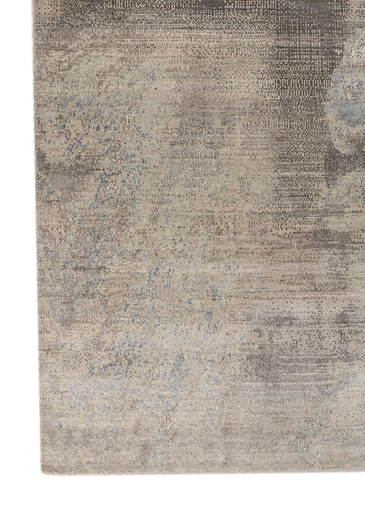 aprezo ivory wool and silk hand knotted Rug - Corner aprezo ivory wool and silk hand knotted Rug - Corner