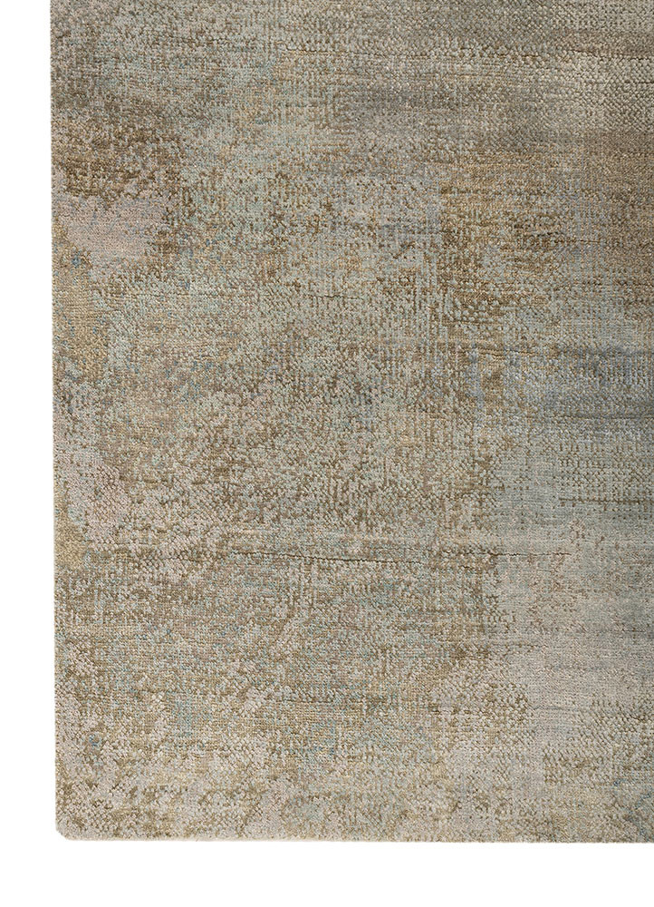aprezo green wool and silk hand knotted Rug - Corner aprezo green wool and silk hand knotted Rug - Corner