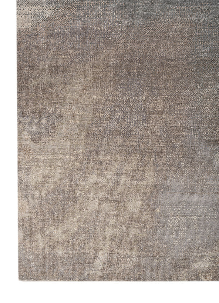 entropy grey and black wool and silk hand knotted Rug - Corner entropy grey and black wool and silk hand knotted Rug - Corner