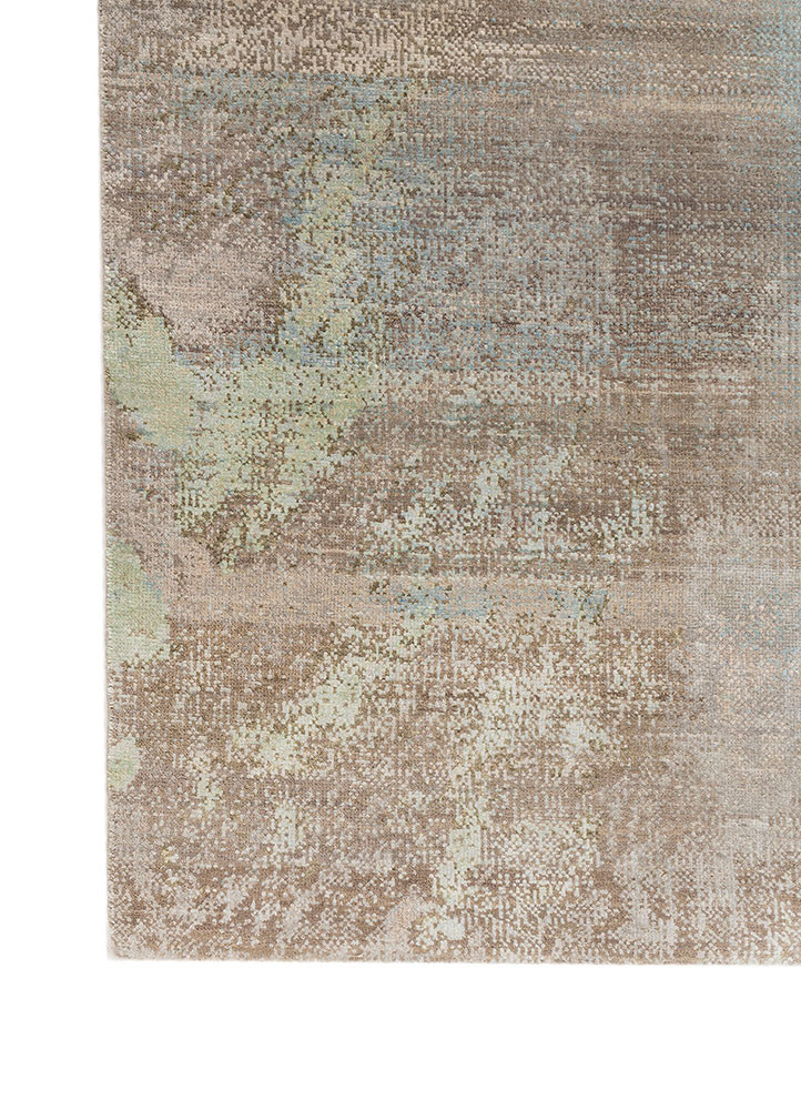 aprezo green wool and silk hand knotted Rug - Corner aprezo green wool and silk hand knotted Rug - Corner