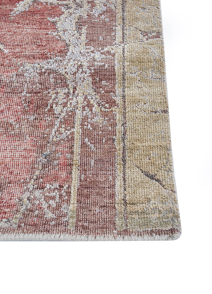 far east red and orange afghan wool and silk hand knotted Rug - Corner far east red and orange afghan wool and silk hand knotted Rug - Corner