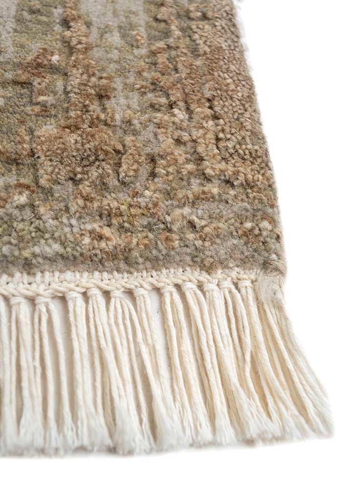 entropy ivory wool and silk hand knotted Rug - Corner entropy ivory wool and silk hand knotted Rug - Corner