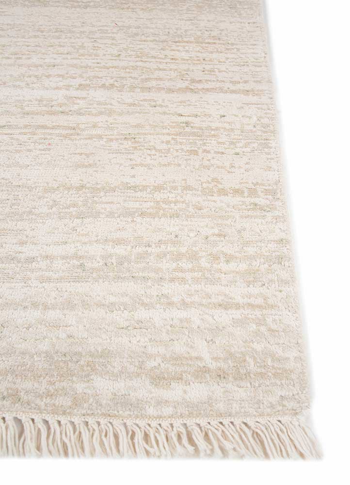manifest ivory wool and silk hand knotted Rug - Corner