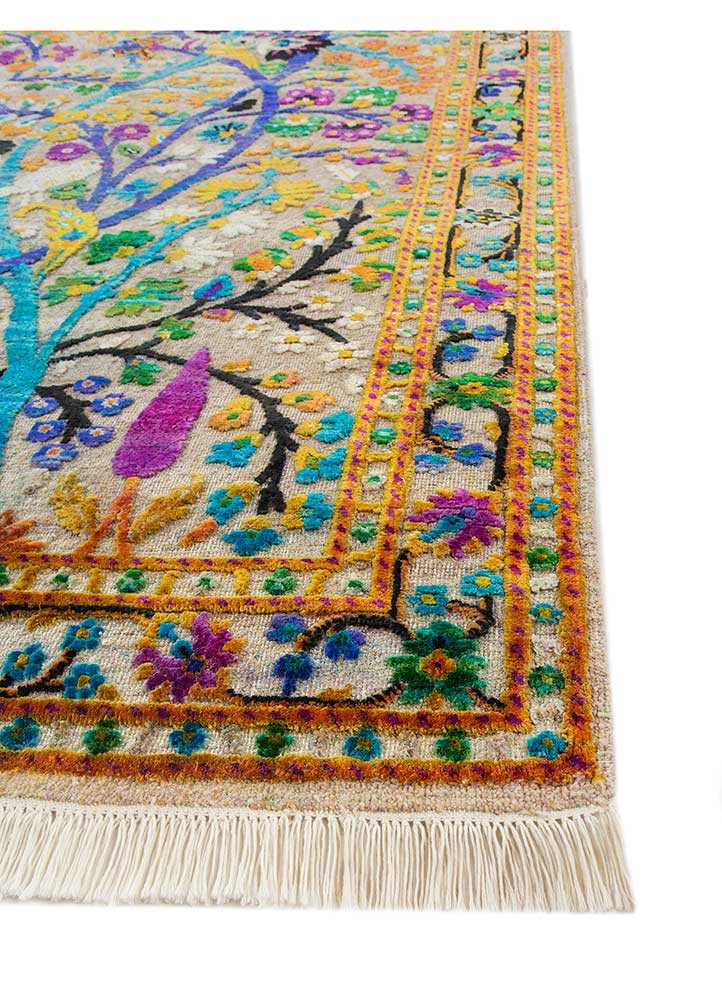 aurora ivory wool and silk hand knotted Rug - Corner aurora ivory wool and silk hand knotted Rug - Corner