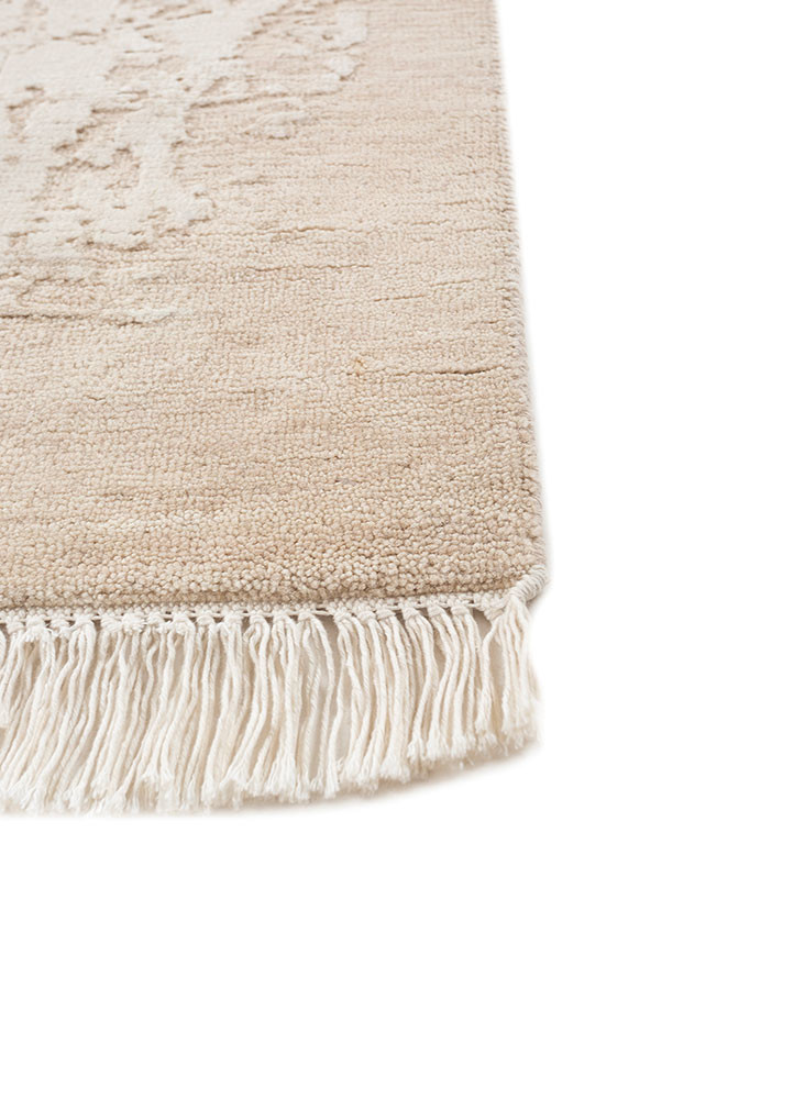 entropy ivory wool and silk hand knotted Rug - Corner entropy ivory wool and silk hand knotted Rug - Corner