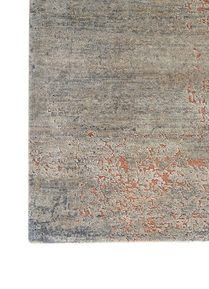 uvenuti grey and black wool and silk hand knotted Rug - Corner