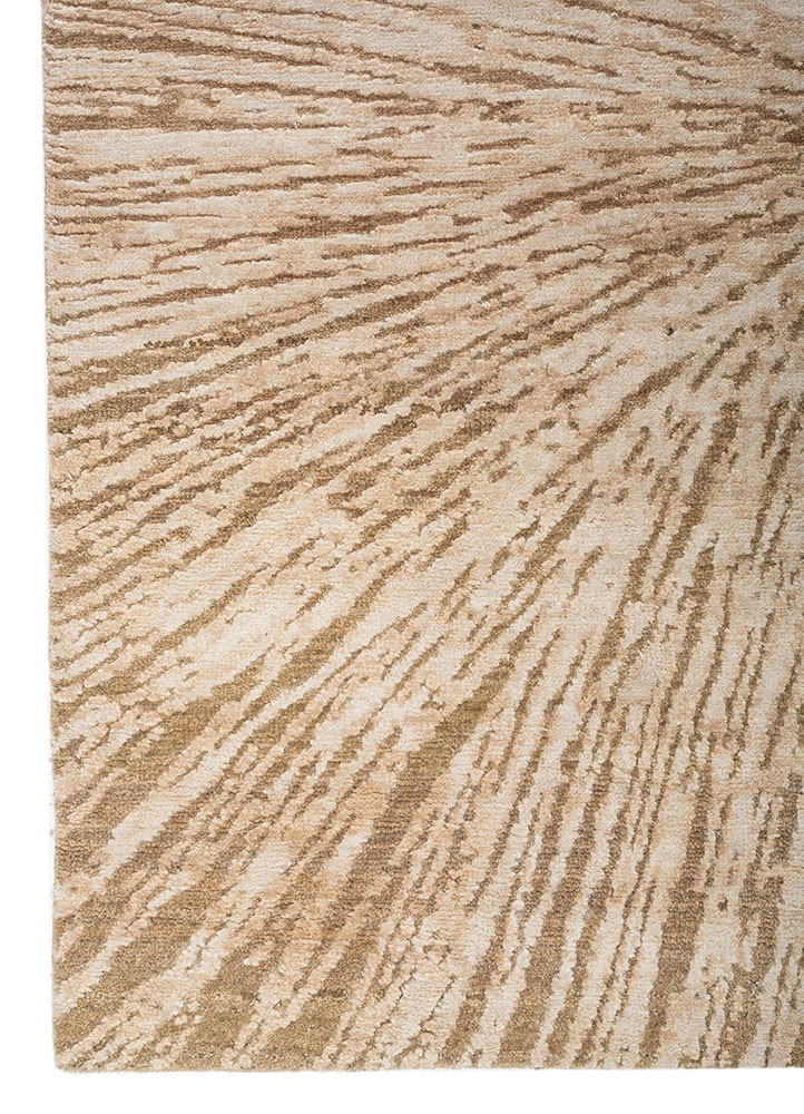 entropy beige and brown afghan wool and silk hand knotted Rug - Corner