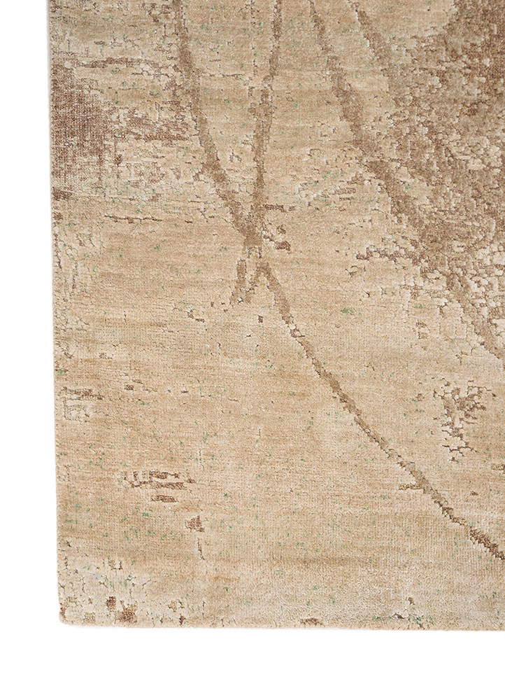 entropy beige and brown wool and silk hand knotted Rug - Corner entropy beige and brown wool and silk hand knotted Rug - Corner