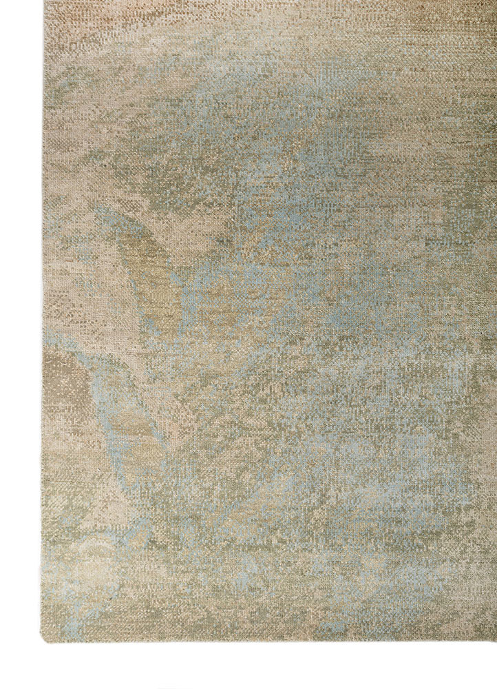 entropy green wool and silk hand knotted Rug - Corner entropy green wool and silk hand knotted Rug - Corner