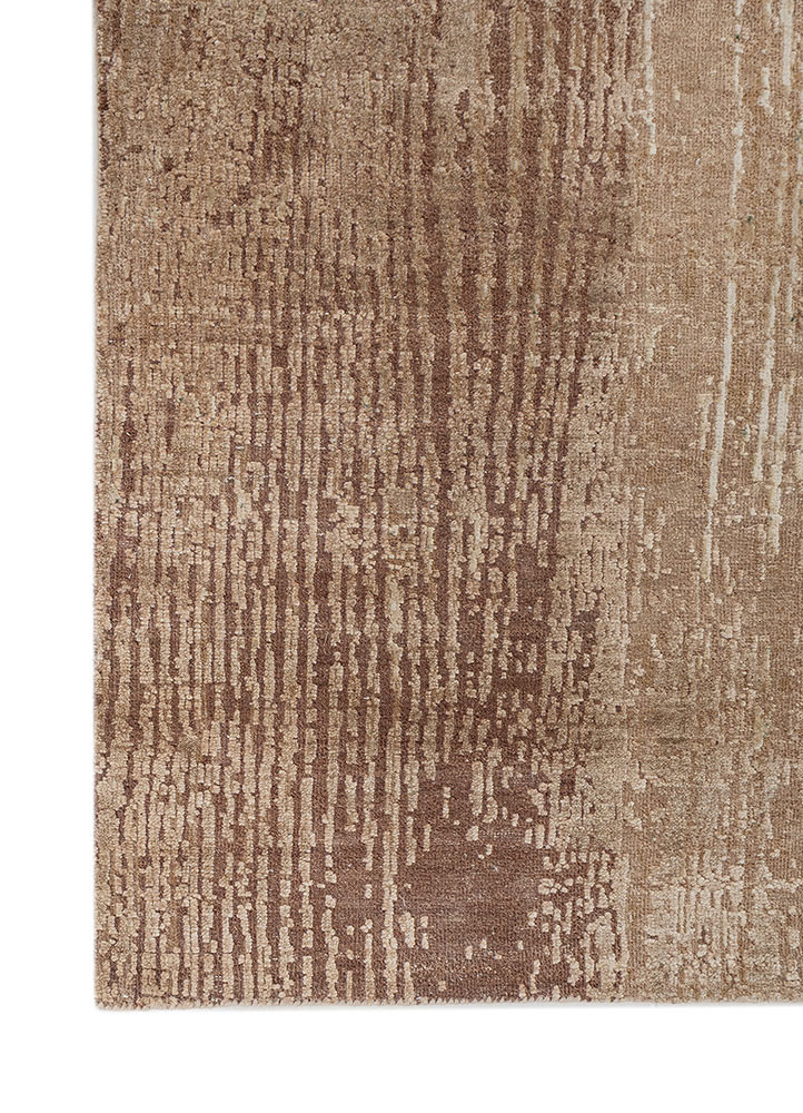entropy ivory wool and silk hand knotted Rug - Corner