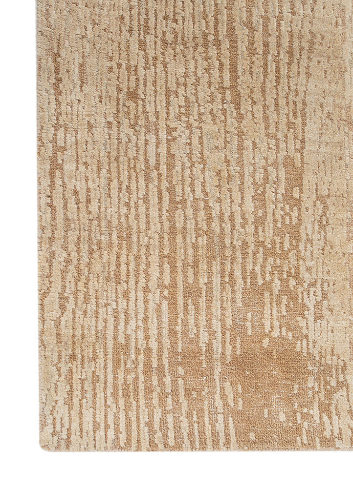 entropy beige and brown wool and silk hand knotted Rug - Corner