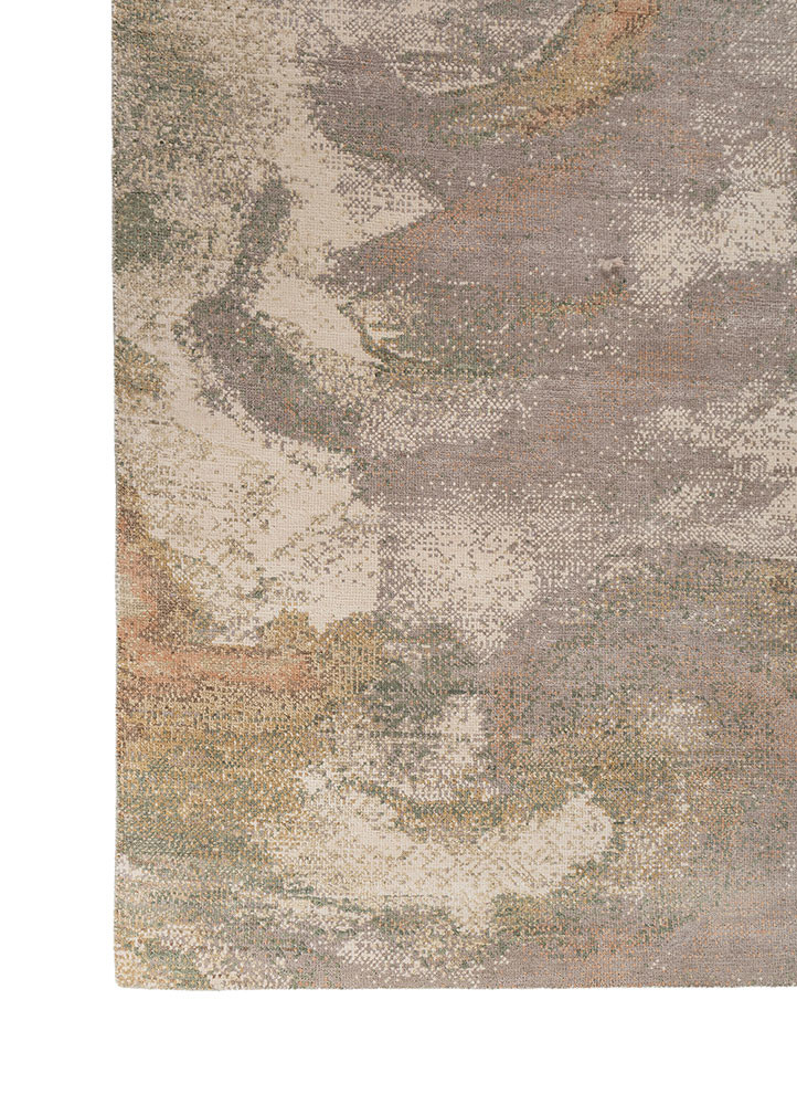 aprezo ivory wool and silk hand knotted Rug - Corner aprezo ivory wool and silk hand knotted Rug - Corner