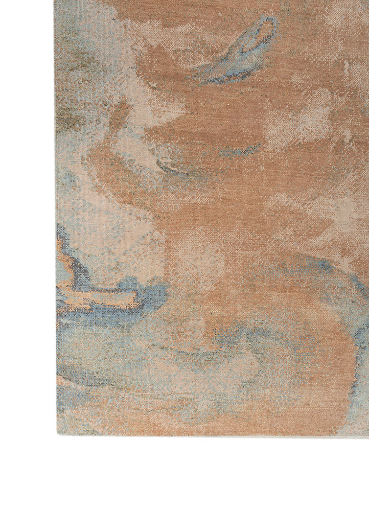 aprezo beige and brown wool and silk hand knotted Rug - Corner aprezo beige and brown wool and silk hand knotted Rug - Corner