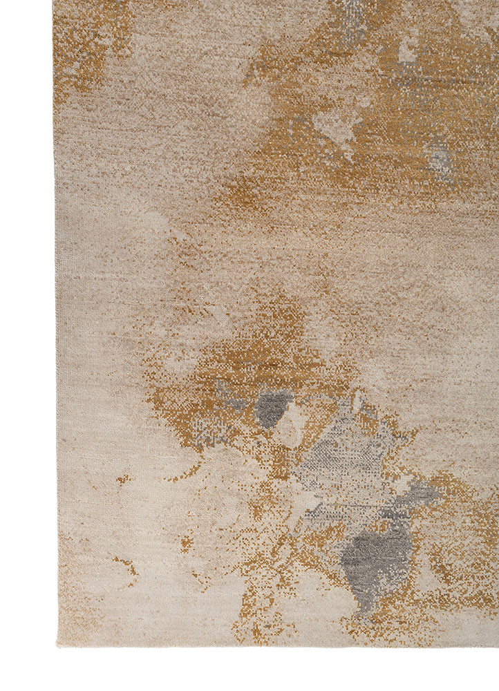 aprezo ivory wool and silk hand knotted Rug - Corner aprezo ivory wool and silk hand knotted Rug - Corner