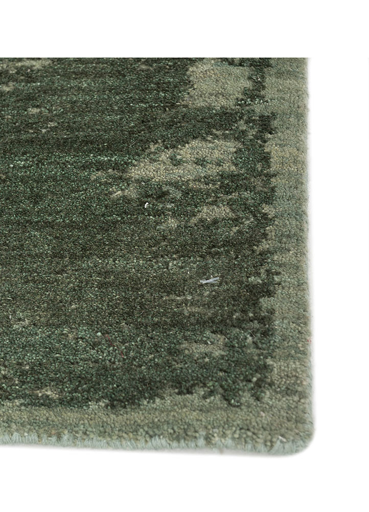 urban pause by kavi green wool hand knotted Rug - Corner urban pause by kavi green wool hand knotted Rug - Corner