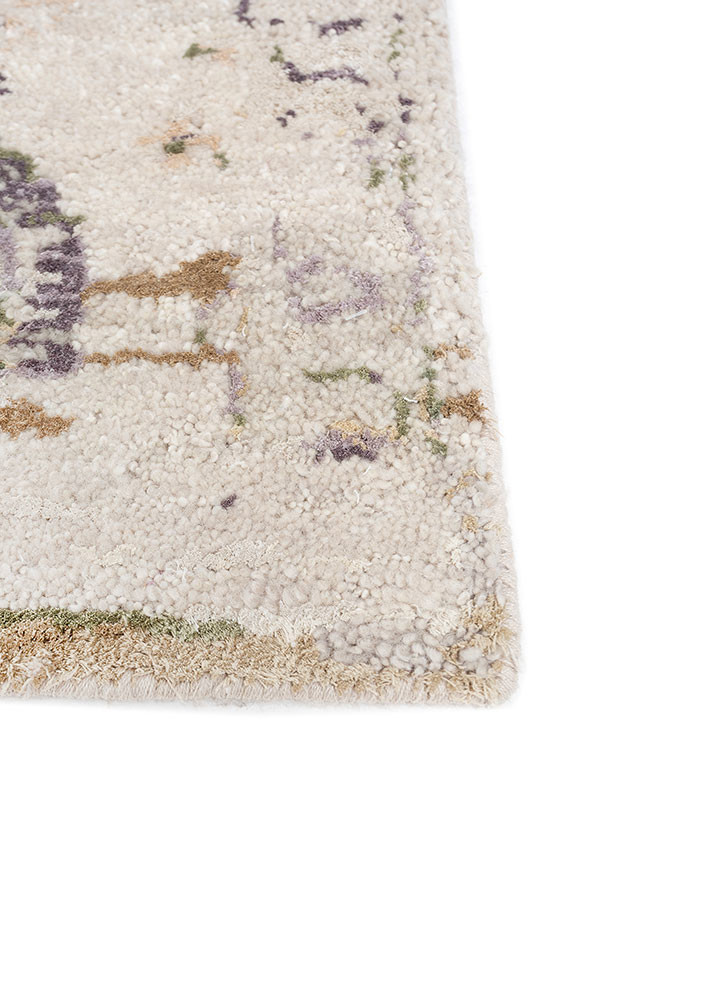 aprezo ivory wool and silk hand knotted Rug - Corner aprezo ivory wool and silk hand knotted Rug - Corner
