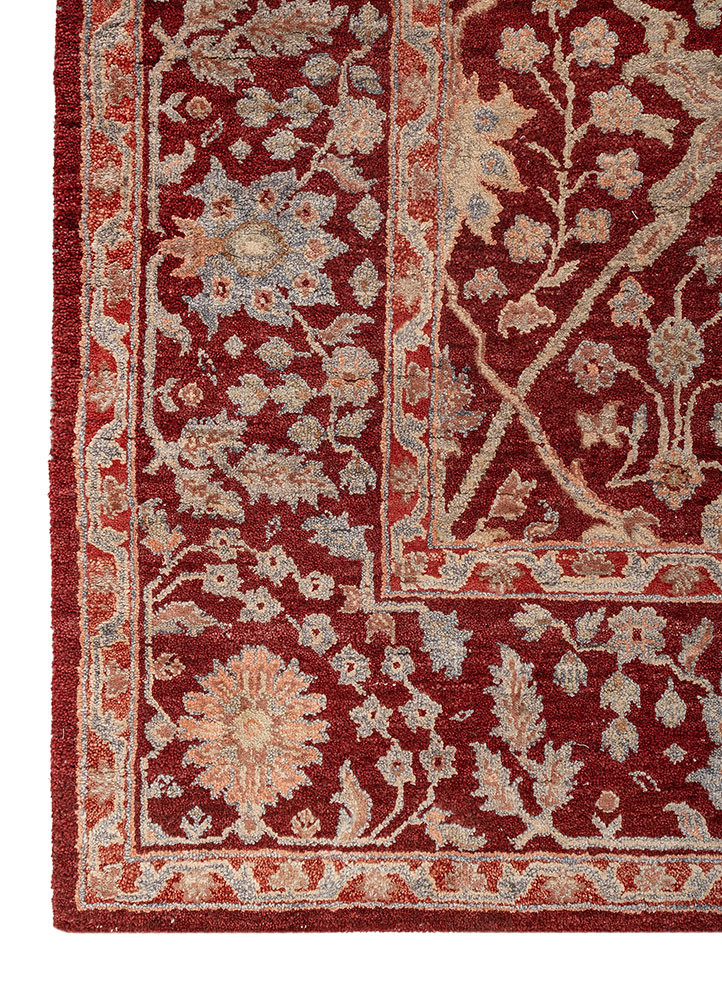 playing with tradition red and orange wool and silk hand knotted Rug - Corner playing with tradition red and orange wool and silk hand knotted Rug - Corner