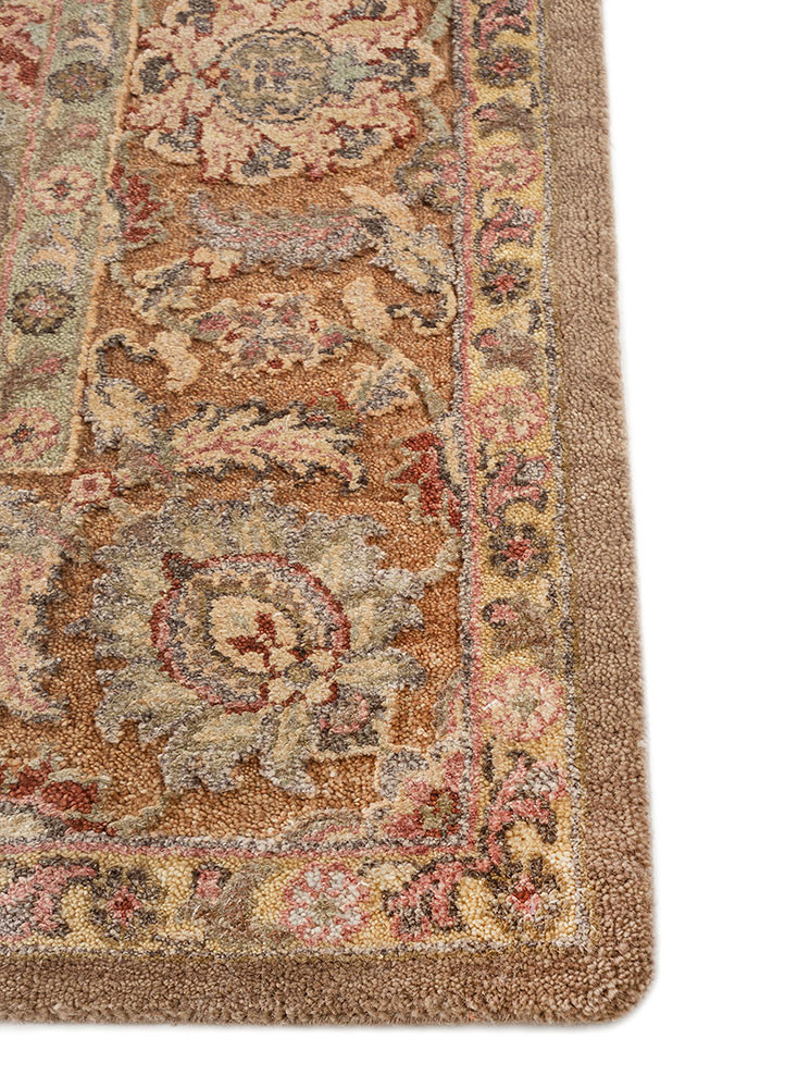 playing with tradition beige and brown wool and silk hand knotted Rug - Corner playing with tradition beige and brown wool and silk hand knotted Rug - Corner