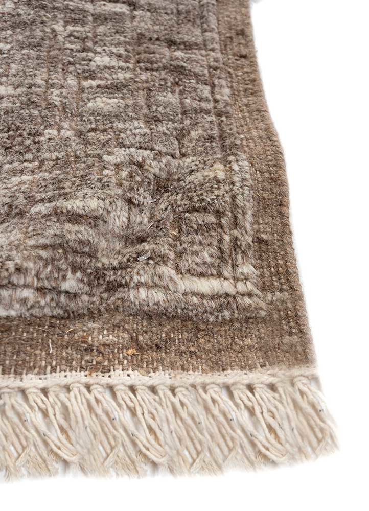 manifest beige and brown wool hand knotted Rug - Corner