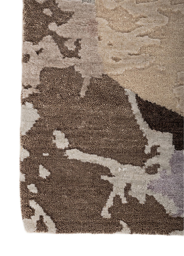 aprezo beige and brown wool hand knotted Rug - Corner