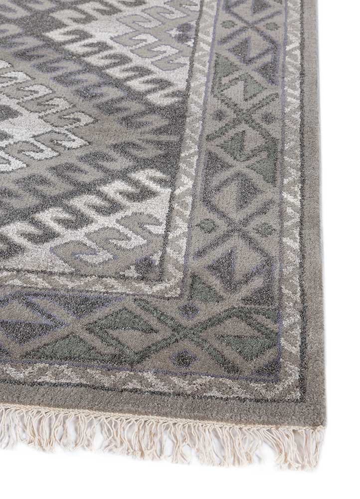 savana grey and black wool and viscose hand knotted Rug - Corner savana grey and black wool and viscose hand knotted Rug - Corner