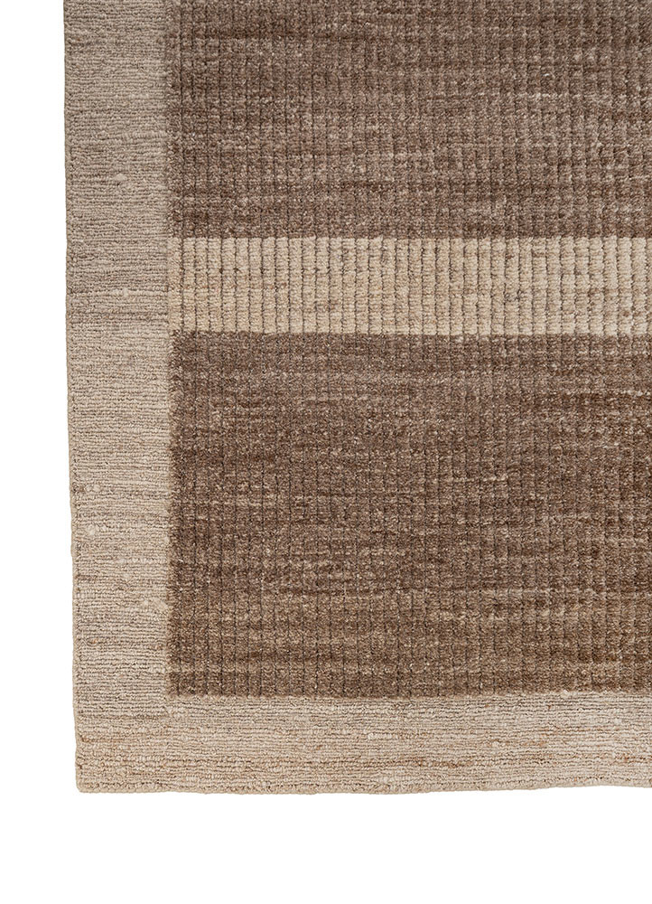 aprezo beige and brown wool hand knotted Rug - Corner