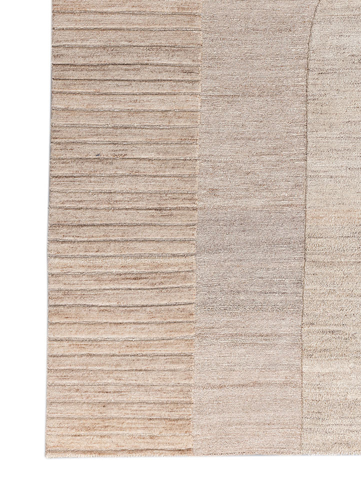 sthir beige and brown wool hand knotted Rug - Corner