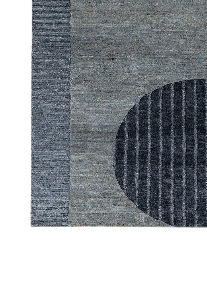 sthir blue wool hand knotted Rug - Corner sthir blue wool hand knotted Rug - Corner