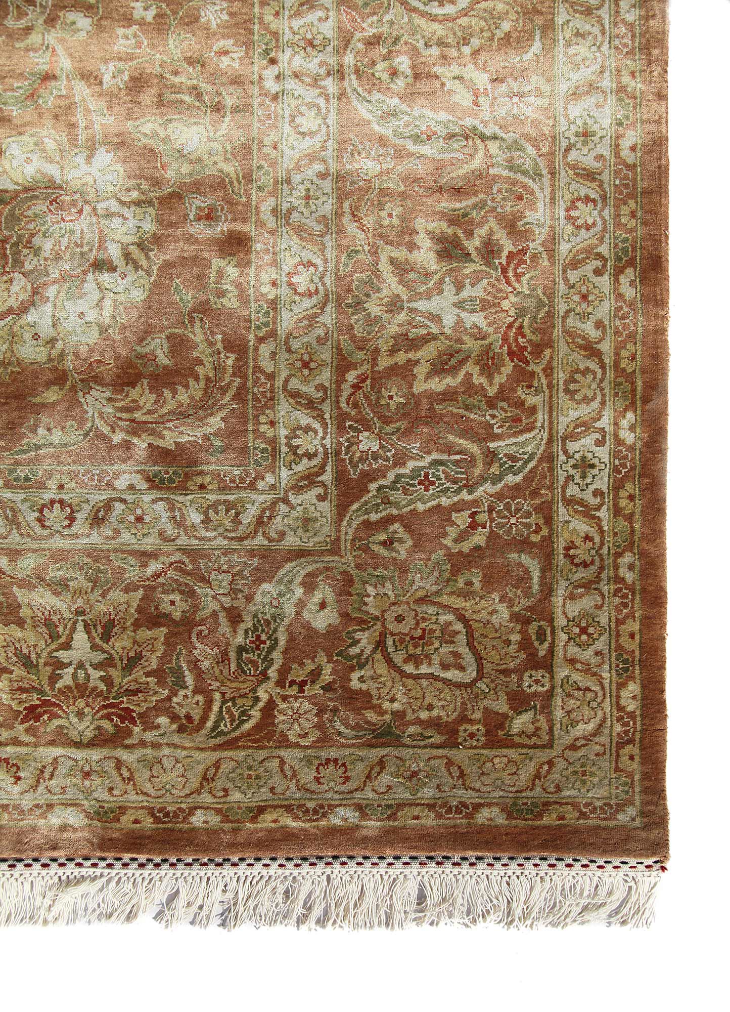 gulmarg red and orange silk hand knotted Rug - Corner gulmarg red and orange silk hand knotted Rug - Corner