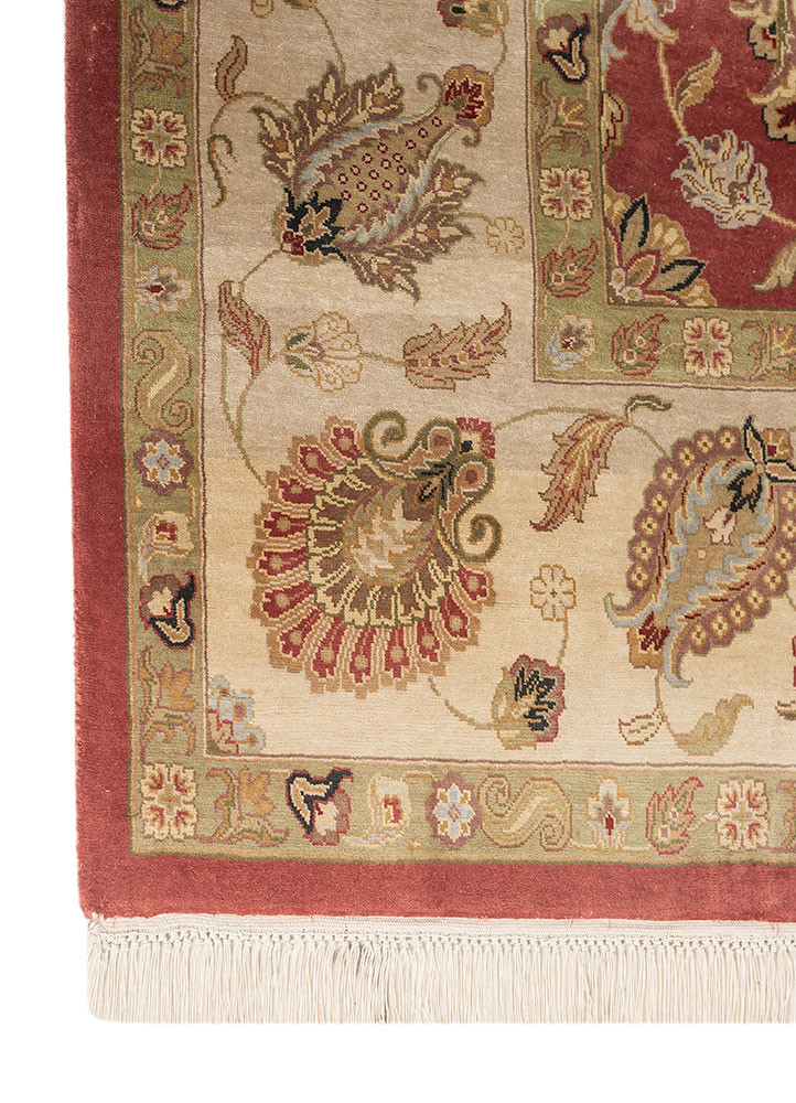 gulmarg red and orange silk hand knotted Rug - Corner gulmarg red and orange silk hand knotted Rug - Corner