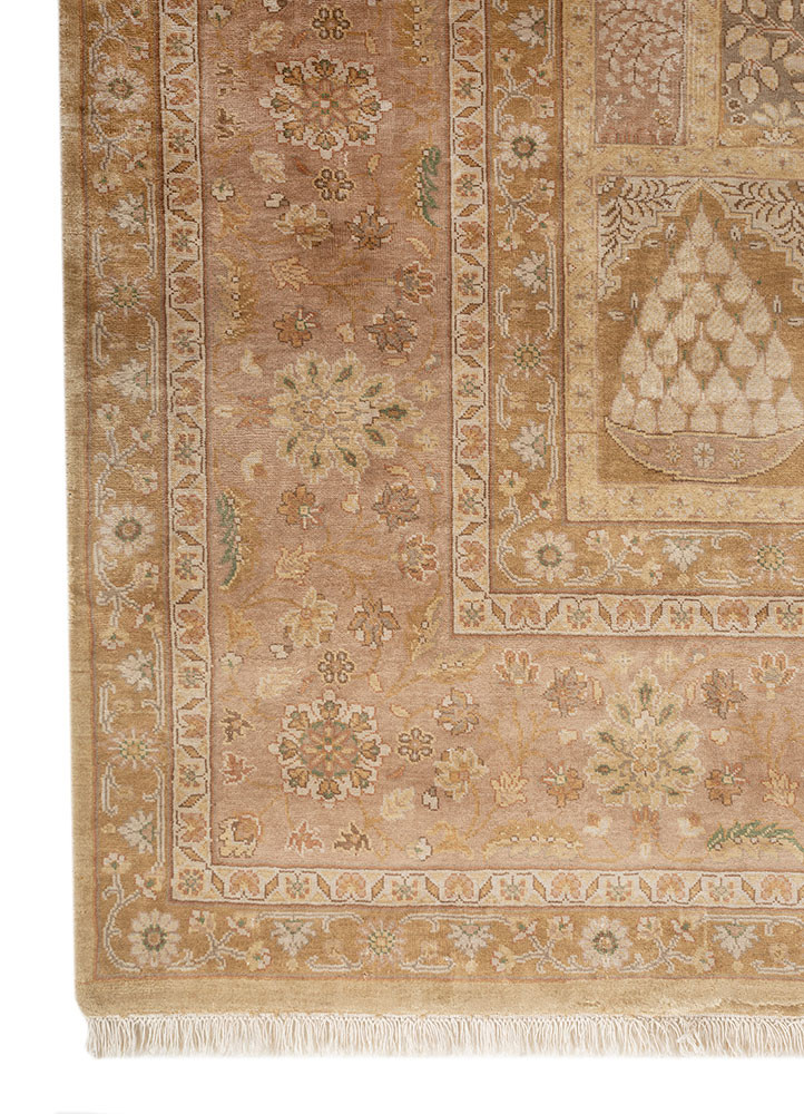 gulmarg beige and brown silk hand knotted Rug - Corner gulmarg beige and brown silk hand knotted Rug - Corner