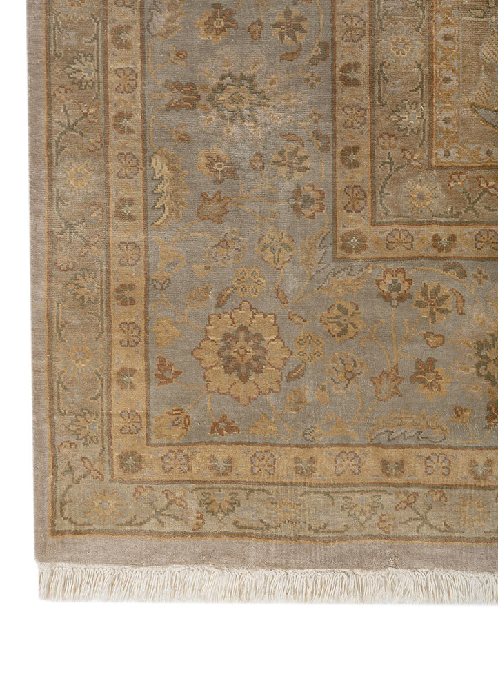 gulmarg blue silk hand knotted Rug - Corner