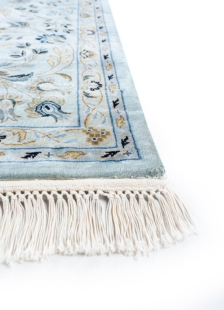 gulmarg blue silk hand knotted Rug - Corner gulmarg blue silk hand knotted Rug - Corner